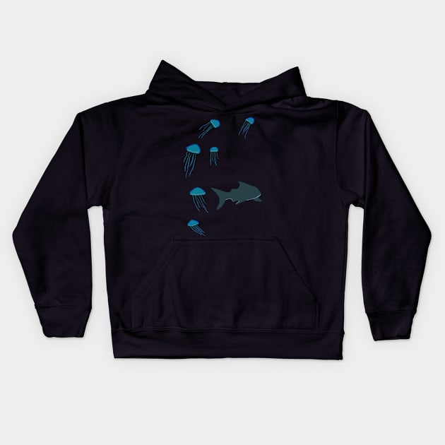 Sharks and Jellyfish Kids Hoodie by pastelwhale